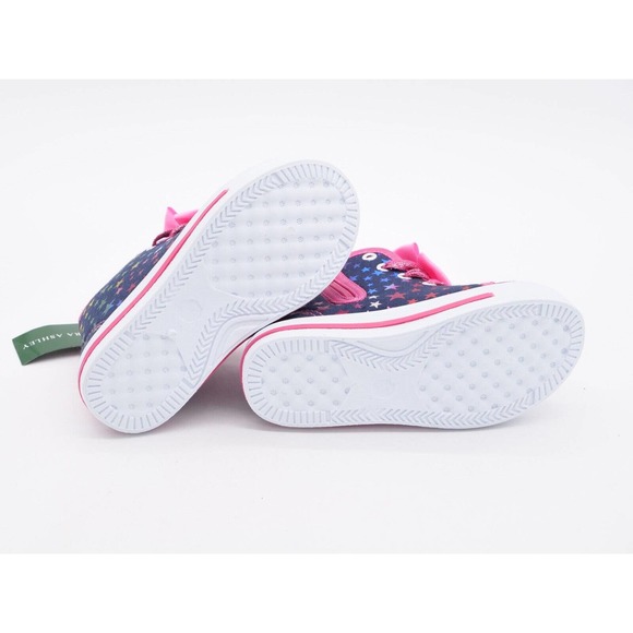 Laura Ashley Girls Size 8 Sneakers Fuschia Navy Stars & Bow Side Zip Casual Shoe - Picture 10 of 10